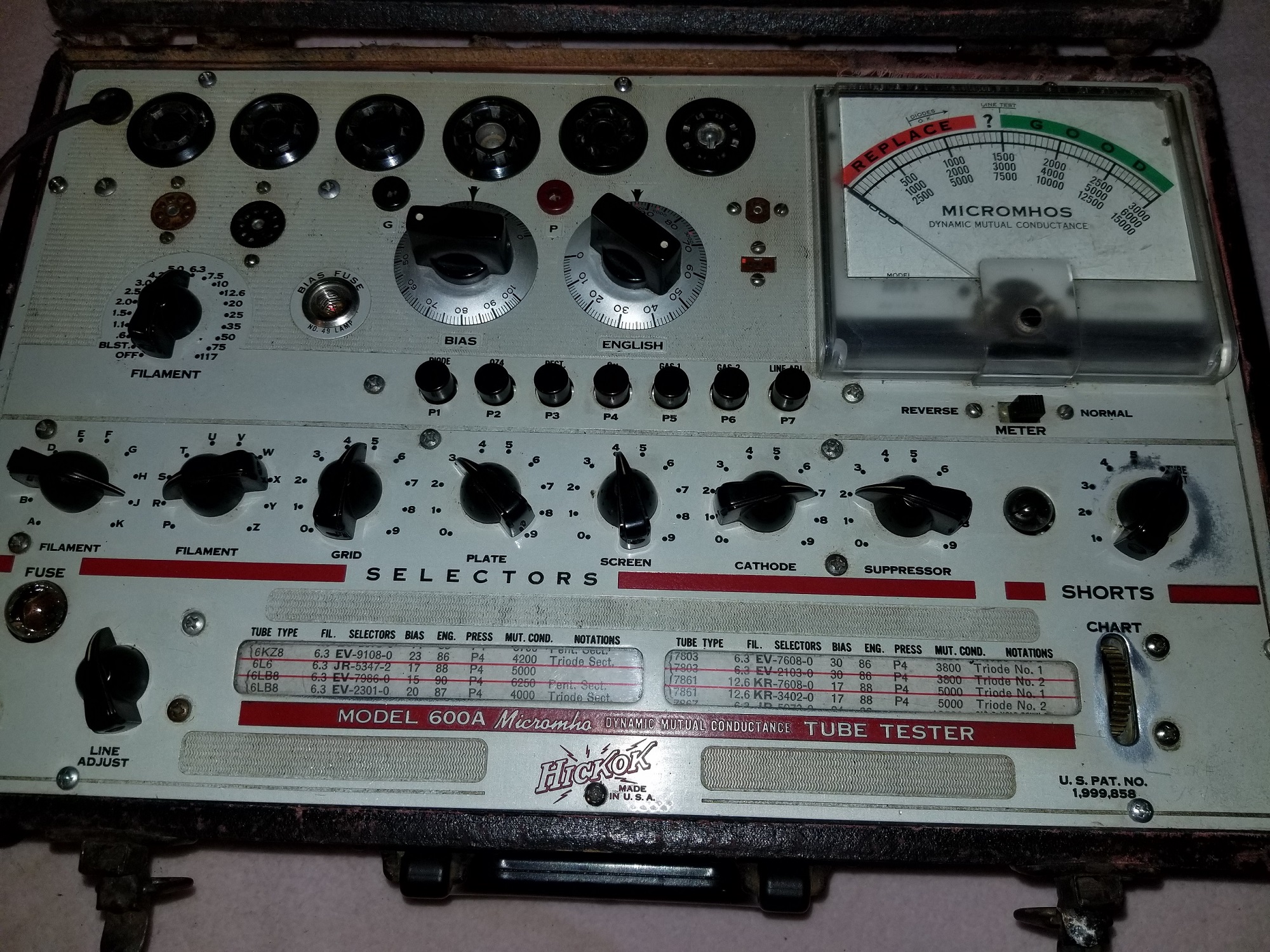 Lots Of Added Maintenance Info Operator's Manual for  Hickok 600A Tube Tester 
