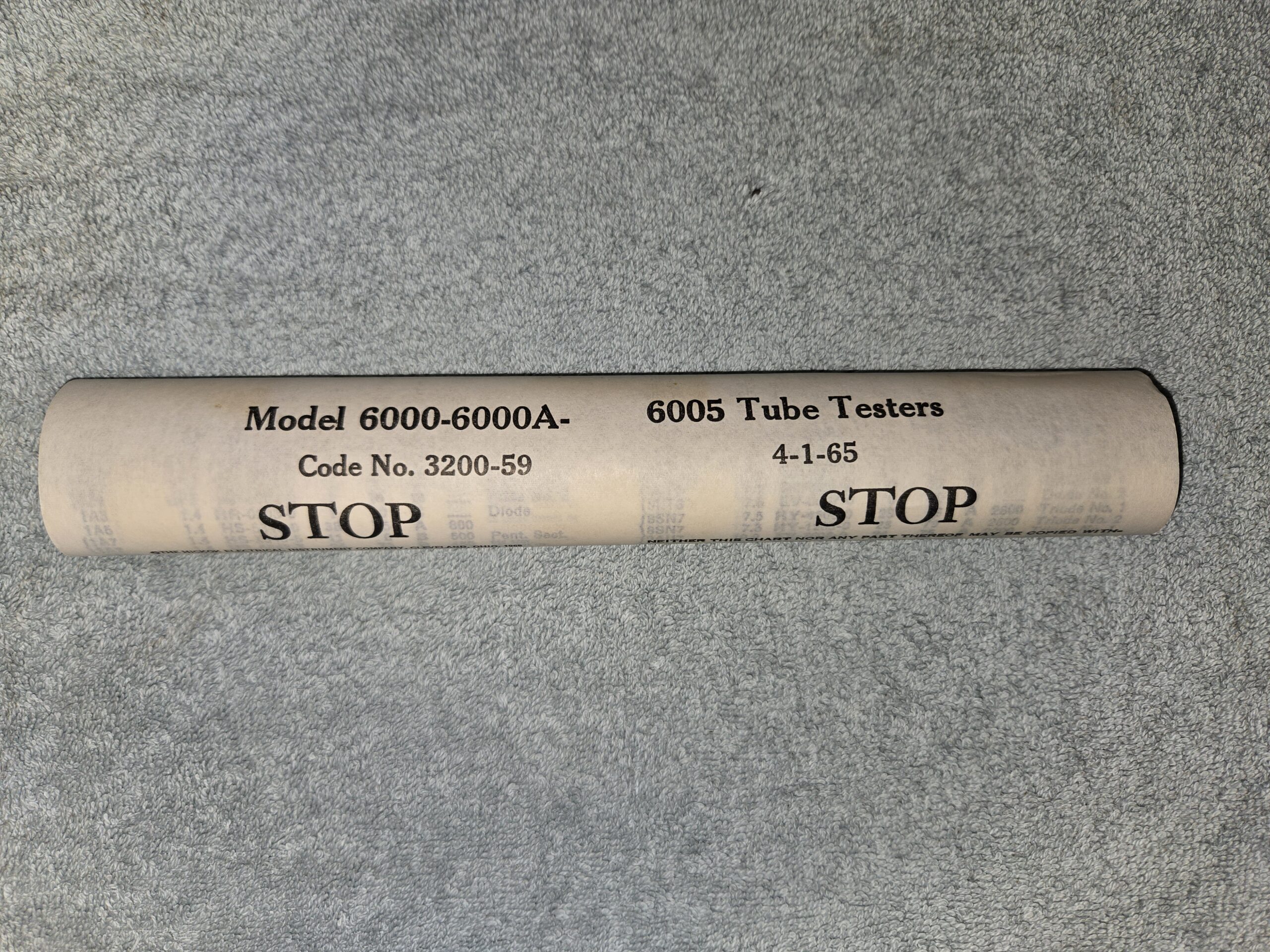 Hickok 6000/A and 6005 Roll Chart
