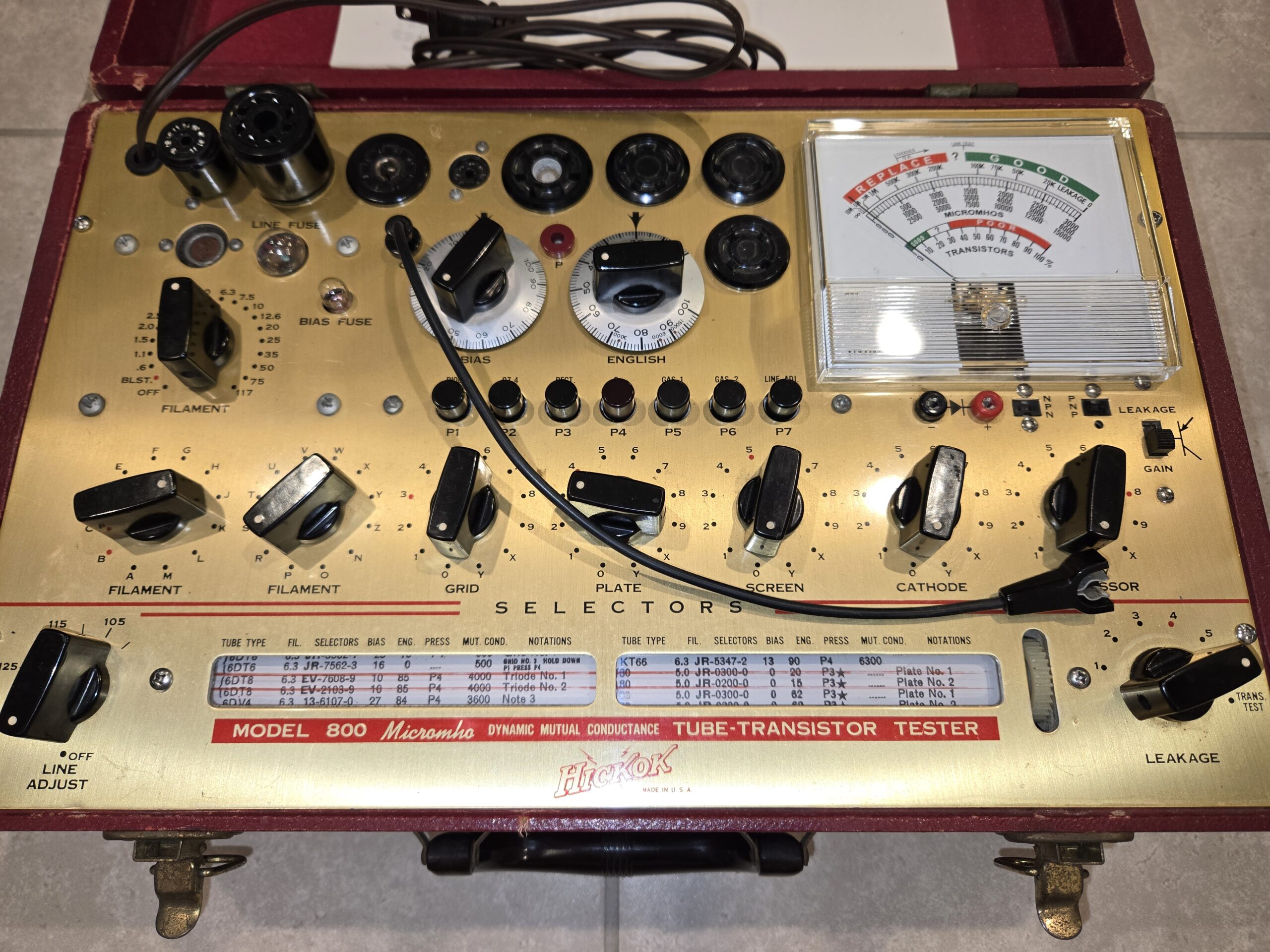 Hickok 800 with socket savers and new grid lead