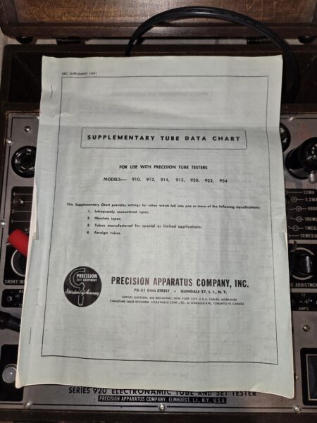 Precision 920 Supplementary Tube Test data book