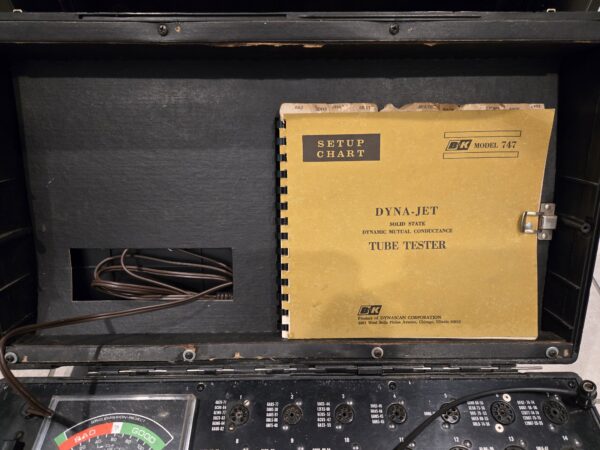 B&K 747B lid with tube test data book